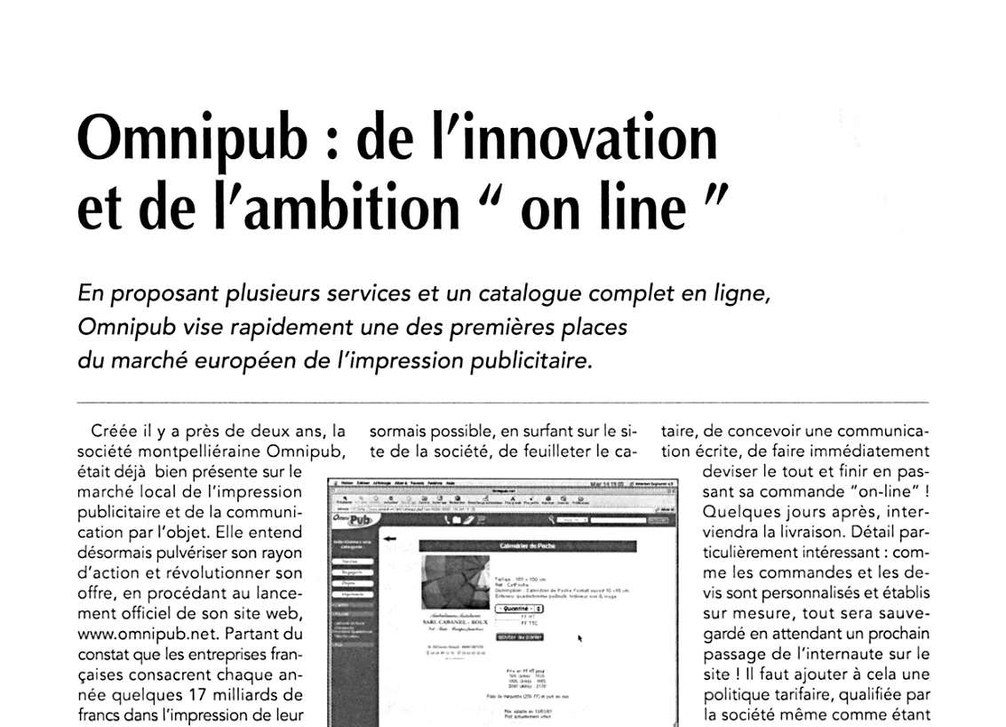 Omnipub : de l’innovation et de l’ambition “on line” — lecture locale 1