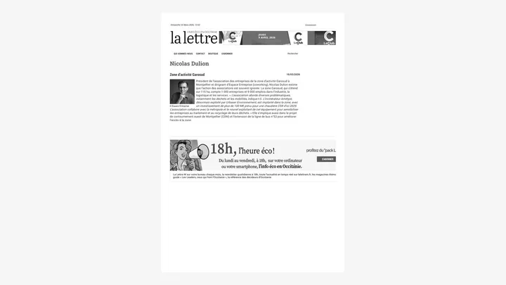 Article La Lettre M sur Nicolas Dulion et la zone d’activité Garosud