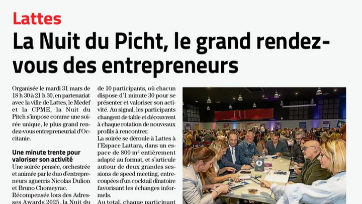 Article Midi Libre : La Nuit du Pitch, le grand rendez-vous des entrepreneurs